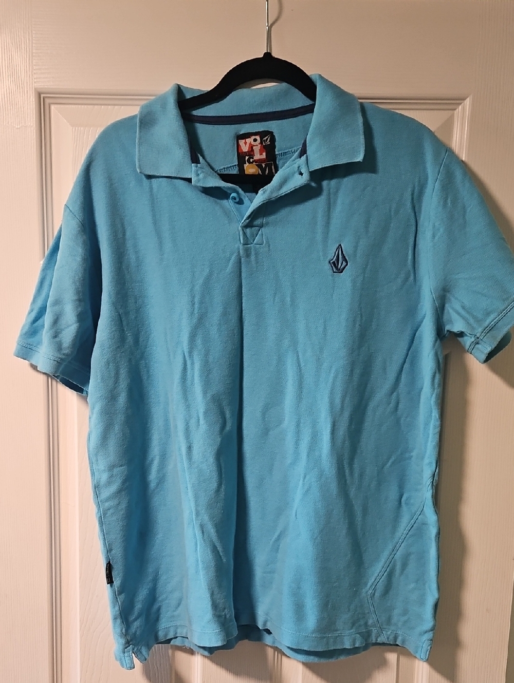 Volcom Men's Sky Blue Polo with Embroidered Logo